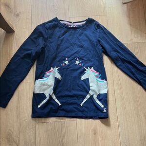 Navy Unicorn Long Sleeve girls Shirt